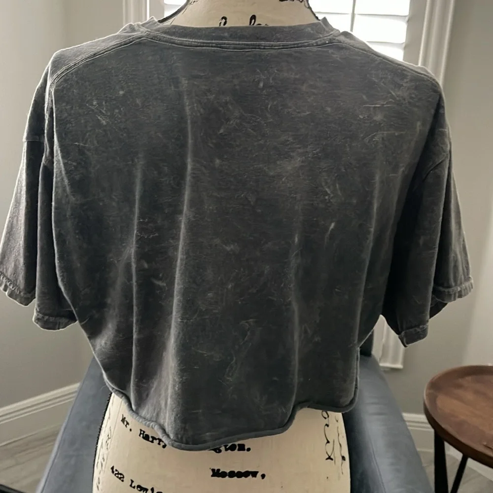 ACDC Cropped Graphic Tee, Grey Marble Print - Medium - Picture 2 of 2